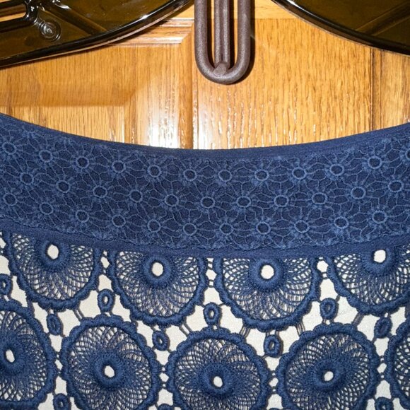 Tory Burch 'Janeen' Crochet Lace Tunic, Navy, Sz 12 - Picture 4 of 6